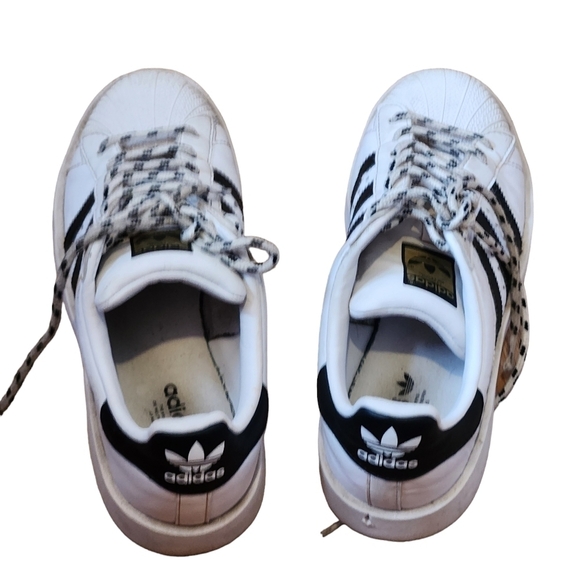 Adidas Superstar original white black gold metallic striped pull-on sneaker shoe - Picture 7 of 10
